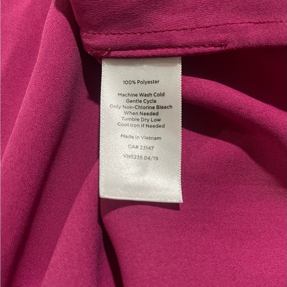 Talbots Fuscia Pink Long Sleeved Button Up Blouse with Whitr Hearts Sz Petite - Picture 14 of 14